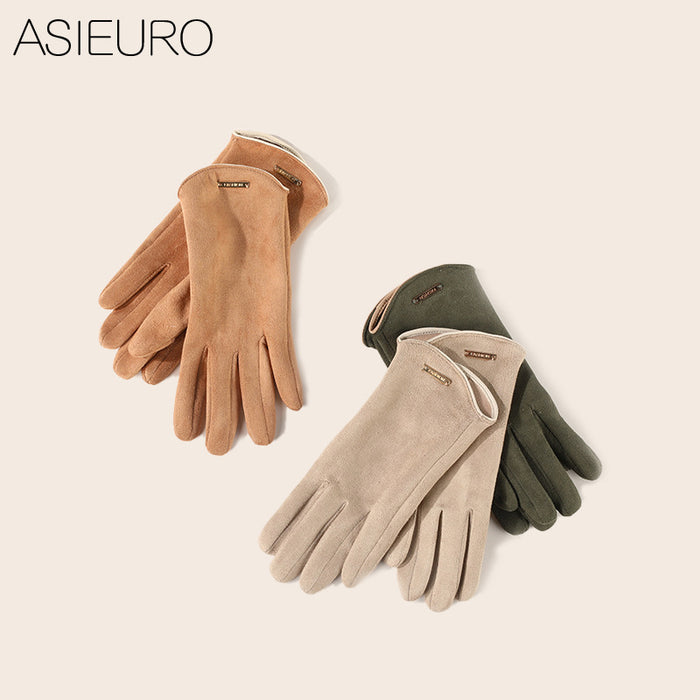 Wholesale Gloves Suede Cute Winter Thin Velvet Touch Screen MOQ≥2 JDC-GS-YiL003