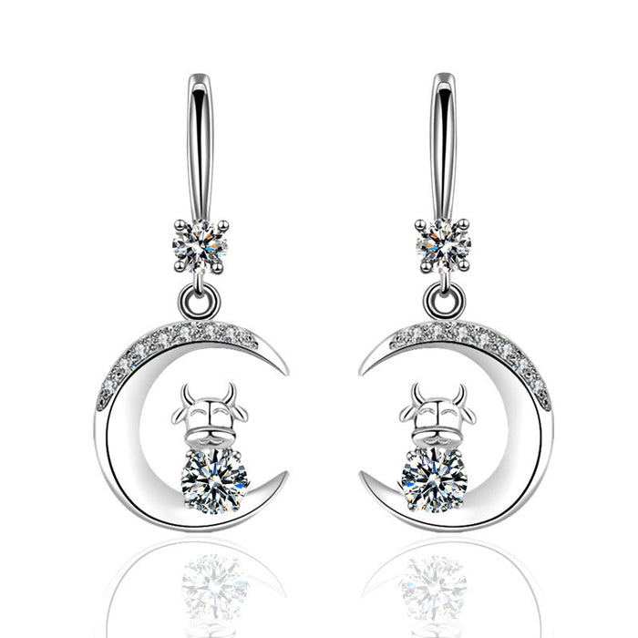 Wholesale Copper Water Drop Moon Diamond Earrings JDC-ES-CS003