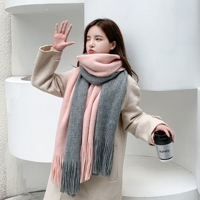 Wholesale Scarf Imitation Cashmere Solid Color Dual-purpose Thickened Thermal Shawl JDC-SF-Randai005