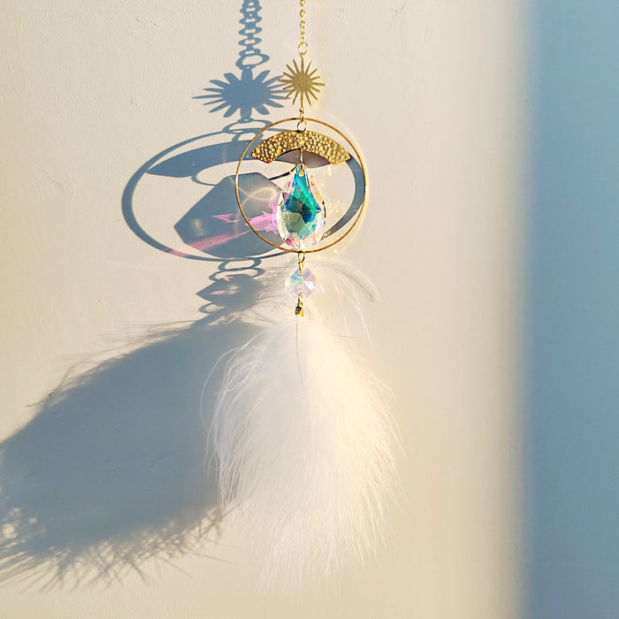 Wholesale Earring Feather Sun Catcher Crystal Pendant MOQ≥2 JDC-DC-ZZ004