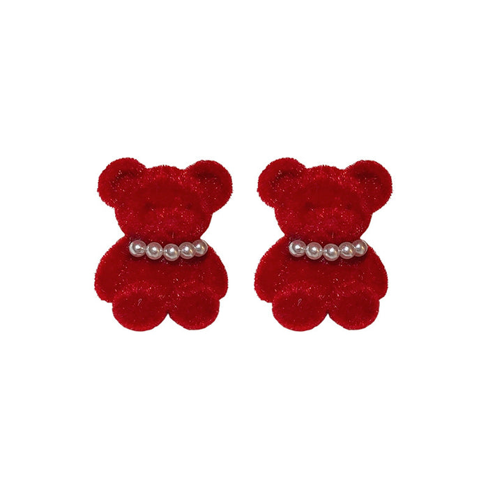 Wholesale Earrings Flocked Pearl Bear JDC-ES-BY339