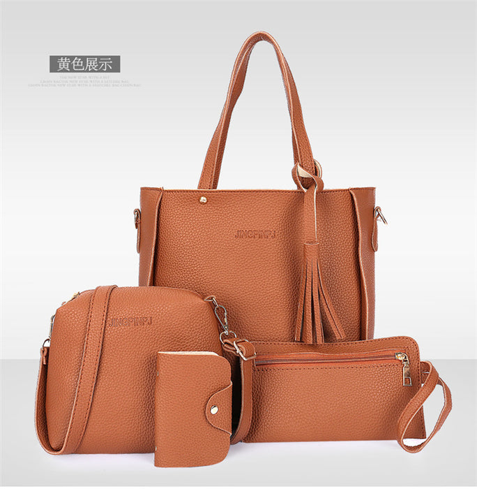 Wholesale four-piece women's bag lychee pattern handbag JDC-HB-Henxinyu001