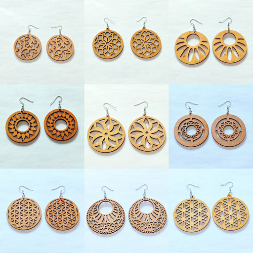 Jewelry WholesaleWholesale Exaggerated African Pattern Geometric Round Wooden Earrings JDC-ES-AnX018 Earrings 安修 %variant_option1% %variant_option2% %variant_option3%  Factory Price JoyasDeChina Joyas De China