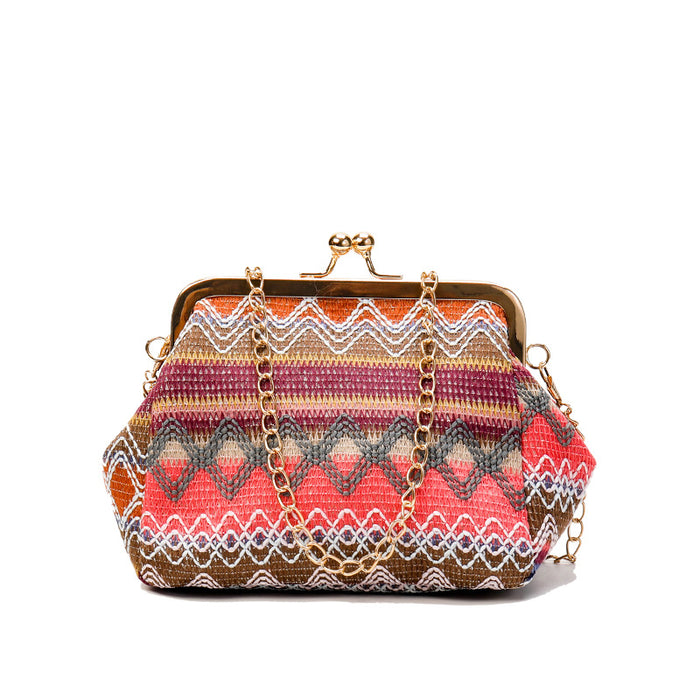 Wholesale Shoulder Bags Fabric Straw Bag Mini Shell Clip Tribal Style One Shoulder Messenger JDC-SD-Danze007