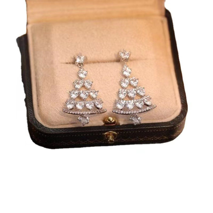 Wholesale Earrings Alloy Crystal Christmas Tree MOQ≥2 JDC-ES-QianZ002