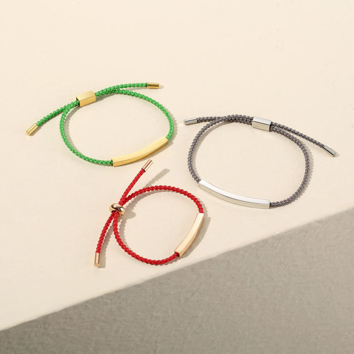 Wholesale lettering parent-child bracelet 2mm braided rope stainless steel elbow bracelet MOQ≥2 JDC-BT-TongZ002