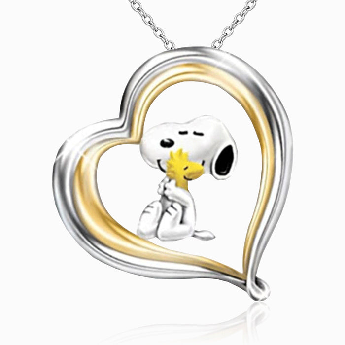 Jewelry WholesaleWholesale Cartoon Shaped Puppy Plated Double Color Pendant Necklace JDC-NE-XunO005 necklaces 循欧 %variant_option1% %variant_option2% %variant_option3%  Factory Price JoyasDeChina Joyas De China