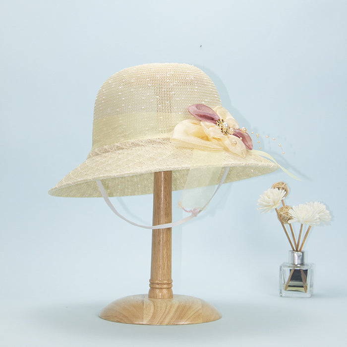 Wholesale Natural Papyrus Sunscreen Lace Straw Hat JDC-SH-ZYuan001