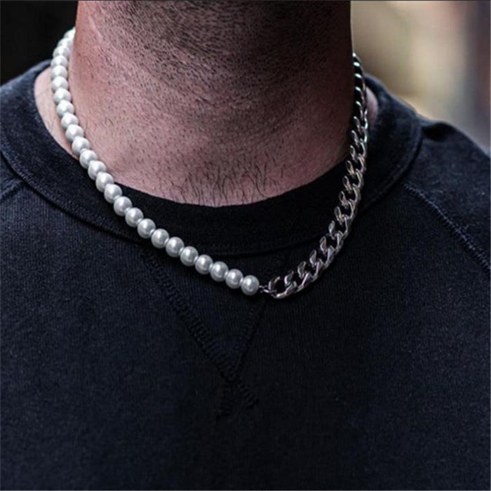 Cadena de perla cubana de acero de titanio al por mayor JDC-BT-ZHUJI002