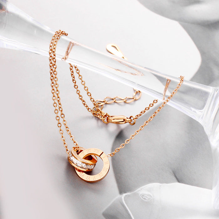 Wholesale Ring Rose Golden Akchain Do not fade coloring foot chain JDC-AS-FMQ001
