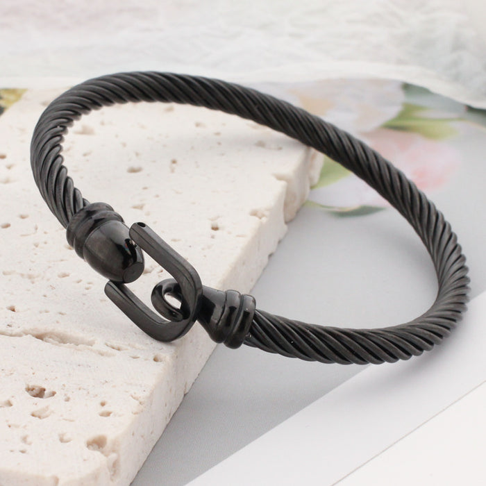 Wholesale Bracelet Stainless Steel Horseshoe Buckle Retro Simple Cable MOQ≥2 JDC-BT-BLu001