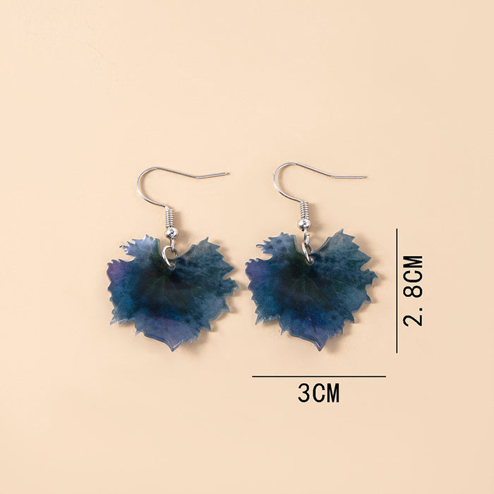 Wholesale Grape Leaf Purple Heart Acrylic Earrings MOQ≥2 JDC-ES-Fangt019