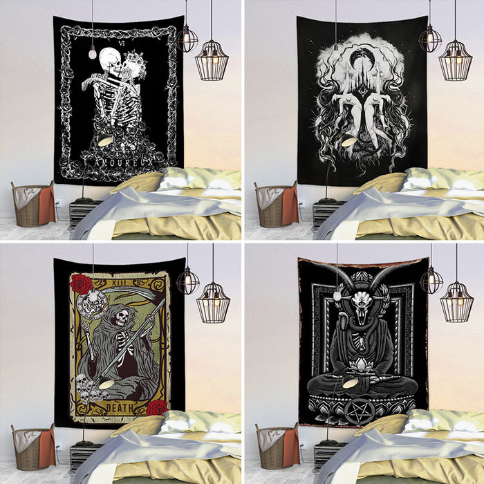 Wholesale Decorative Brushed Skull Print Hanging Cloth MOQ≥2 JDC-DCN-Jianjie011