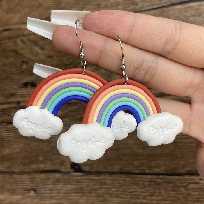 Wholesale Earrings Soft Pottery Cute Rainbow Earrings MOQ≥2 JDC-ES-Yida012