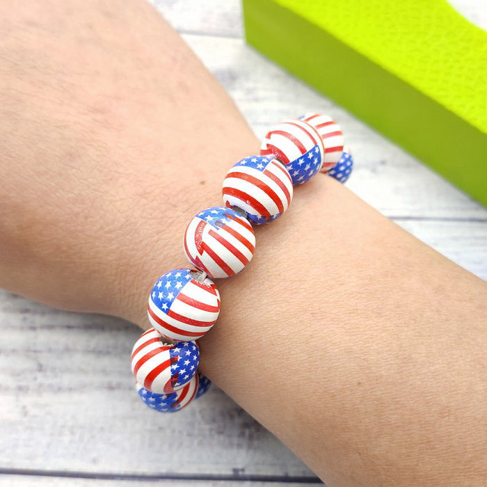 Wholesale 4th of July Independence Day Wooden Beads Bracelet Beaded JDC-BT-KDL001