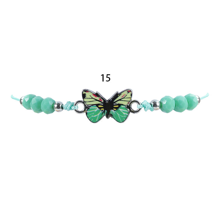 Wholesale Crystal Beaded Colorful Butterfly Bracelet JDC-BT-Yiye025