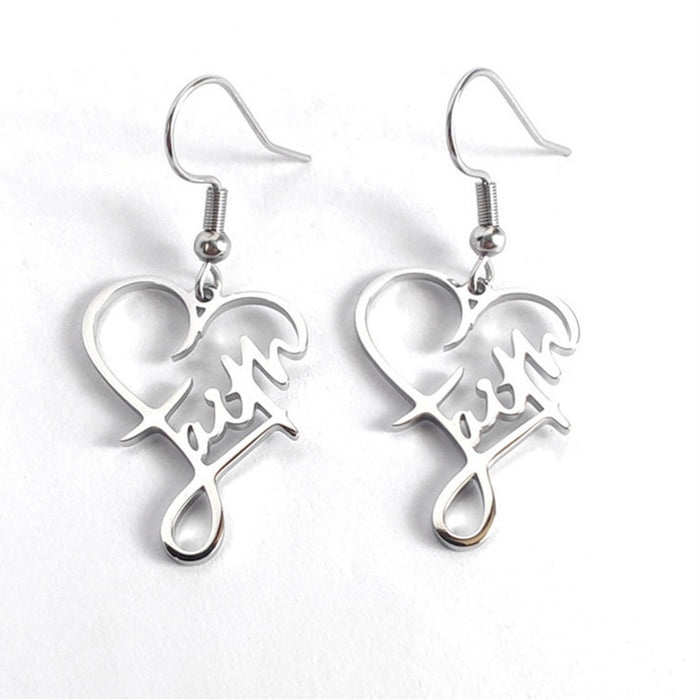 Wholesale Earrings Titanium Steel Alphabet Cross Heart JDC-ES-HaiP001