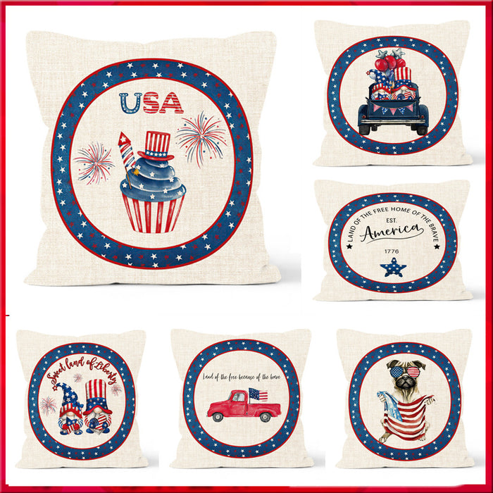Wholesale Pillowcase Independence Day Linen Printed Pillowcase MOQ≥3 JDC-PW-Yifei001