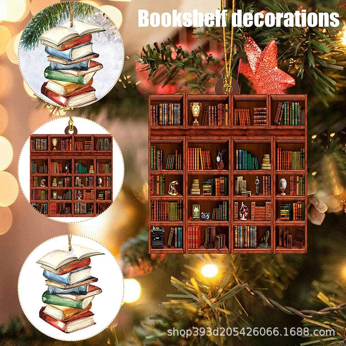 Wholesale Vintage Acrylic Heart Shaped Book Shelf Christmas Tree Decoration MOQ≥3 JDC-DCN-ZanA009