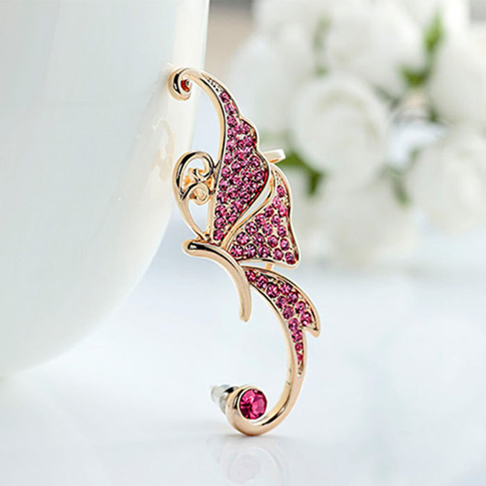 Wholesale Earrings Alloy Full Diamond Butterfly Ear Clip MOQ≥2 JDC-ES-HaoBiao026