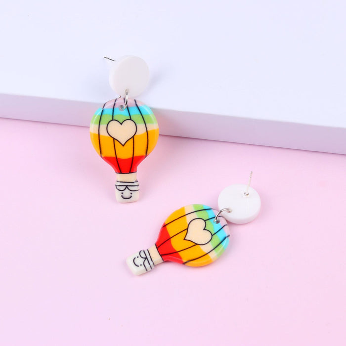 Wholesale earrings acrylic hot air balloon sun MOQ≥2 JDC-ES-min035