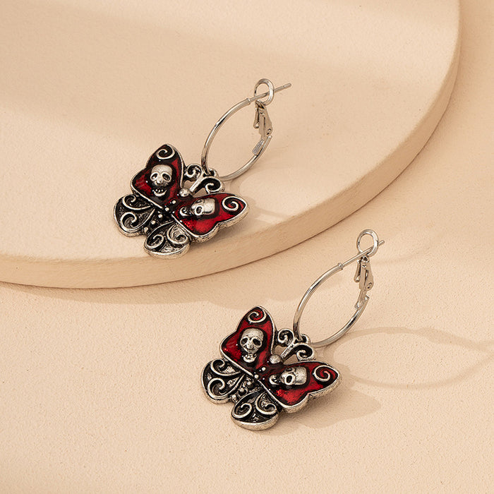 Wholesale Earrings Alloy Halloween Butterfly Skull MQO≥2 JDC-ES-huilm004