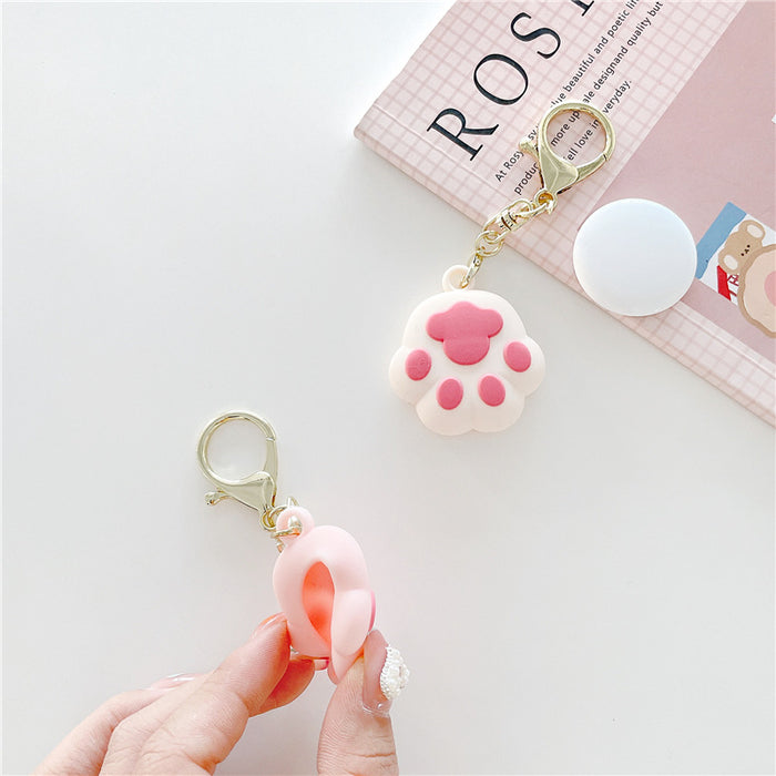Wholesale Keychain Silicone Cartoon Cute Cat Claw Airtag Protective Cover MOQ≥2 JDC-KC-DKEr001