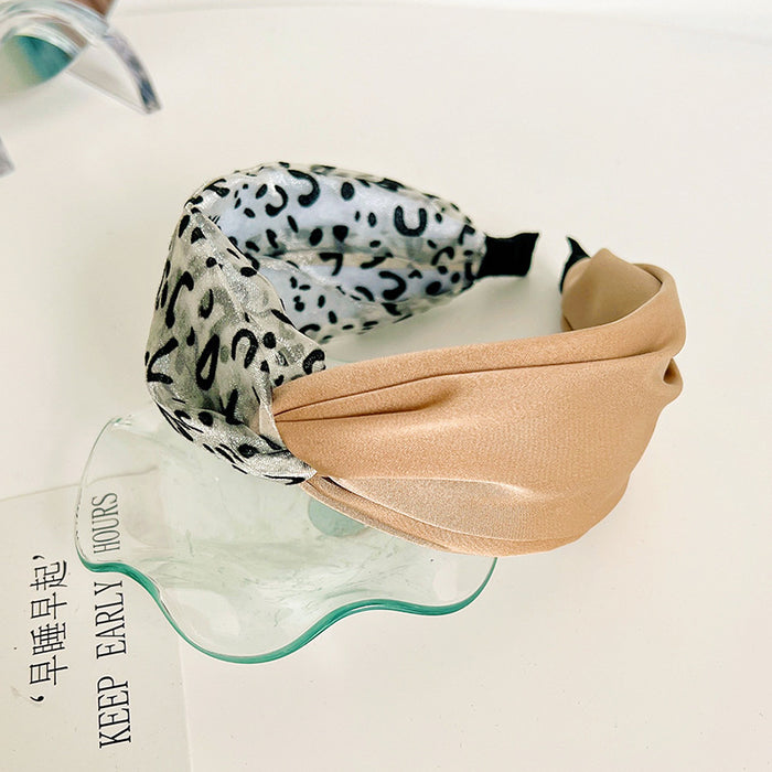 Wholesale fabric leopard print mesh cross headband MOQ≥2 JDC-HD-MIs014
