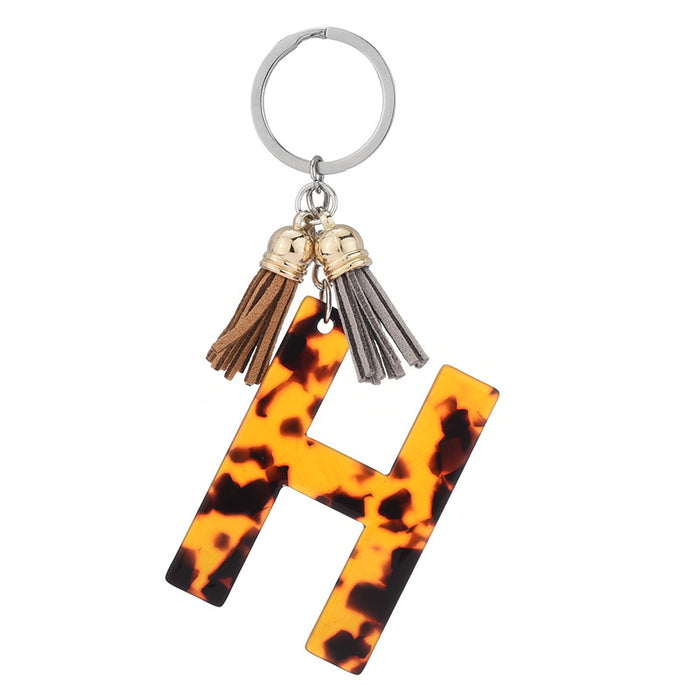Wholesale 26 English alphabet keychain leopard pattern JDC-KC-YPin006