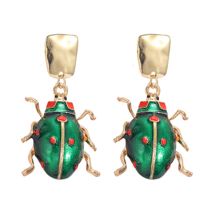Wholesale Earring Alloy Enamel Ladybug MOQ≥2 JDC-ES-JUYAO009