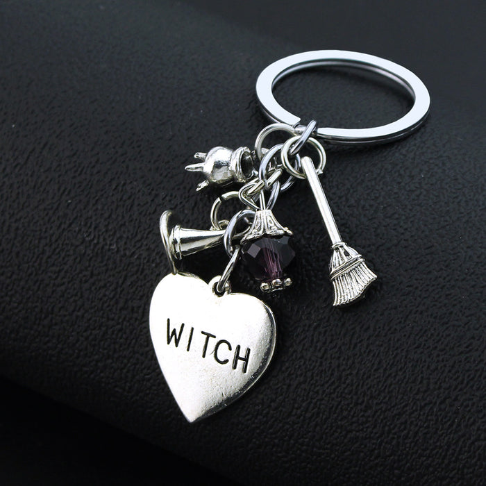 Wholesale Keychain Zinc Alloy Witch Hat Peach Heart Combination Keychain JDC-KC-ZhuangT004