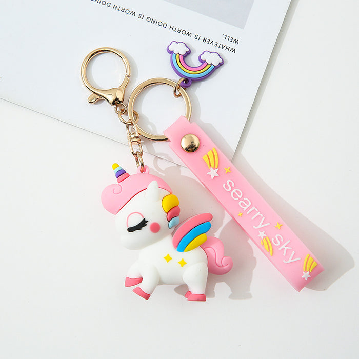 Wholesale Cartoon Pegasus Keychain Silicone Cute Girly Bag MOQ≥3 JDC-KC-AYuan001