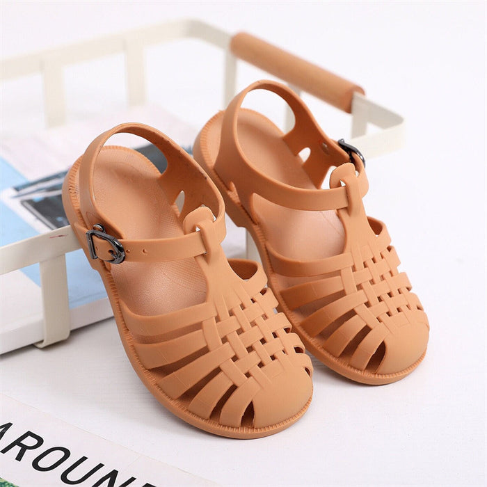 Wholesale spring summer children soft sole toe shoes plastic toddler shoes sandals JDC-SD-YueH001