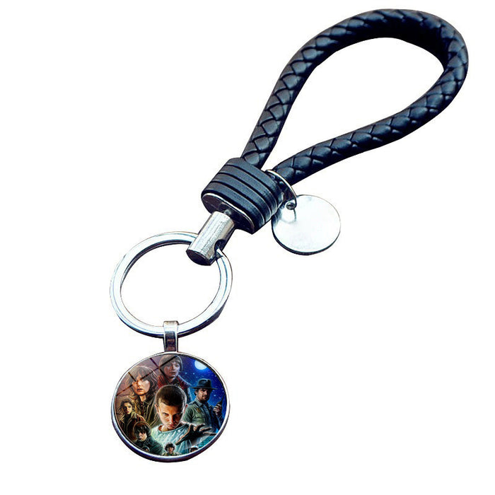Wholesale Keychain Alloy Hand Woven Leather Cord Keyring JDC-KC-JiaY006