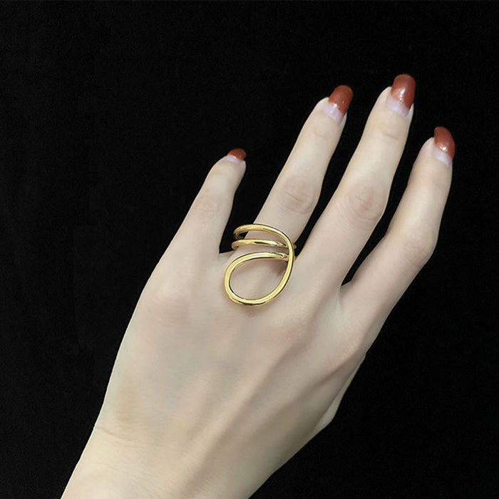 Wholesale Rings Copper Abstract Openwork Double Lines JDC-RS-DangK001