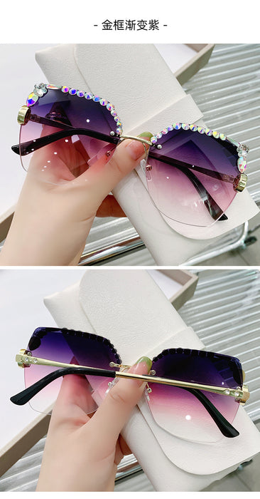 Wholesale rimless cut edge women's diamond sunglasses JDC-SG-ZhanH001