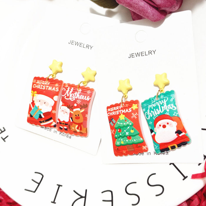 Wholesale Earring Resin Christmas Santa Claus Simulation Candy JDC-ES-Xingj017