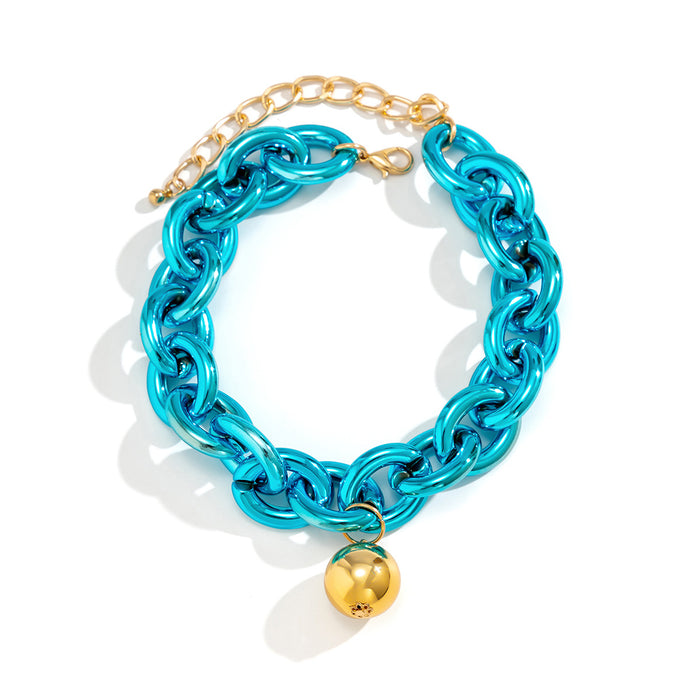 Wholesale Necklaces Plastic Heart Ball Pendant Christmas Colorful Buckle Chain JDC-NE-KunJ173