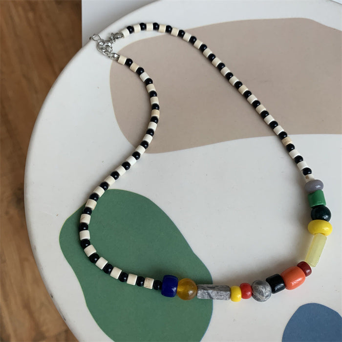 Wholesale Necklace Beads Retro Contrast color jewelry MOQ≥2 JDC-NE-CaiX001
