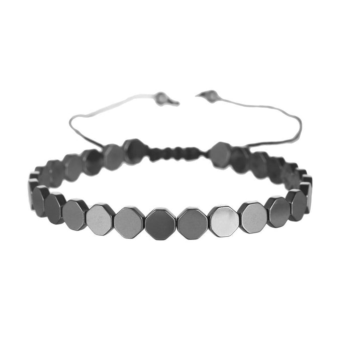 Wholesale creative love flat beads round beads black gallstone hand-woven bracelet JDC-BT-ZhuJ006
