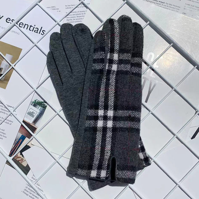 Guantes al por mayor lana a cuadros guantes al aire libre