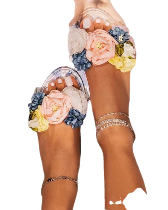 Sandales transparentes de grande fleur d'été