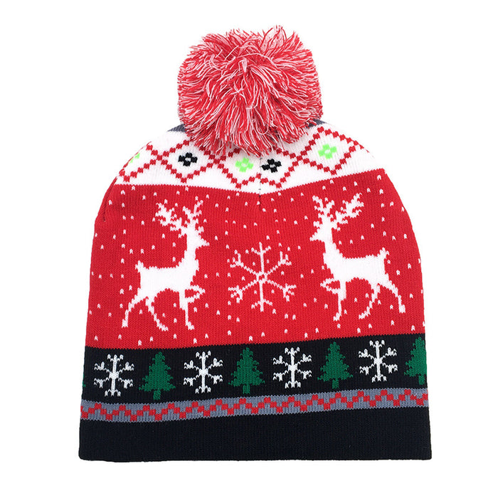 Wholesale Hat Woolen Christmas Pattern Fur Ball Knitted Hat JDC-FH-AXing010