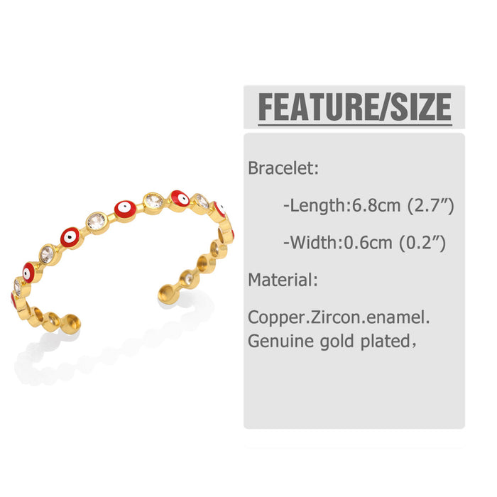 Wholesale Bracelet Copper Plated 18K Gold Zircon Enamel Devil's Eye JDC-PREMAS-BT-013