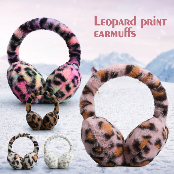 Wholesale Earmuff Plush Warm Winter Antifreeze Leopard Print Foldable MOQ≥6 JDC-EF-BoF006