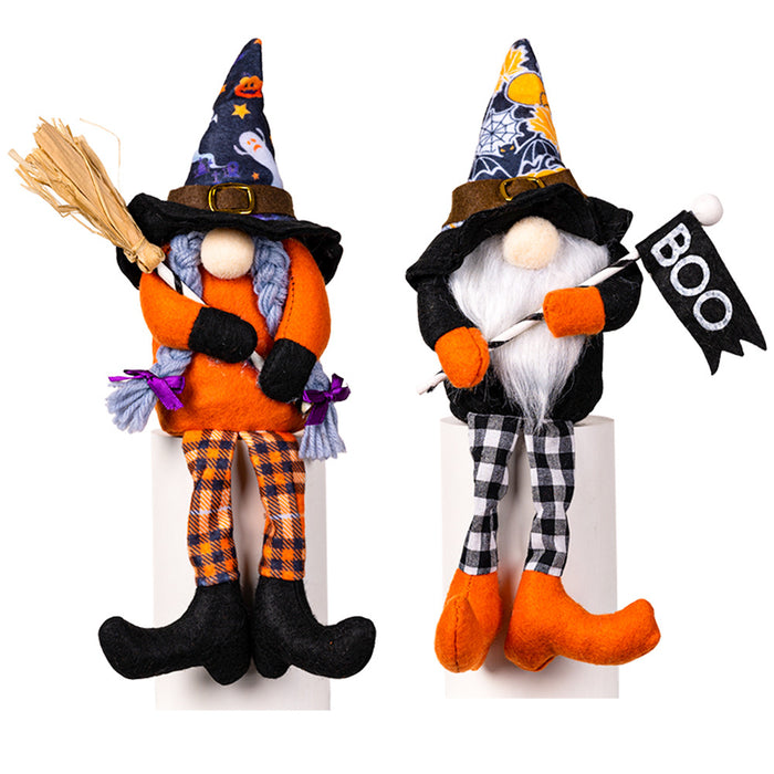 Wholesale Ornament Cloth Halloween Broom Faceless Witch JDC-OS-HB002