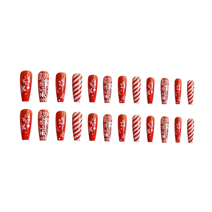 Arte de uñas de línea roja larga de Navidad al por mayor vistiendo uñas jdc-ns-fengl002