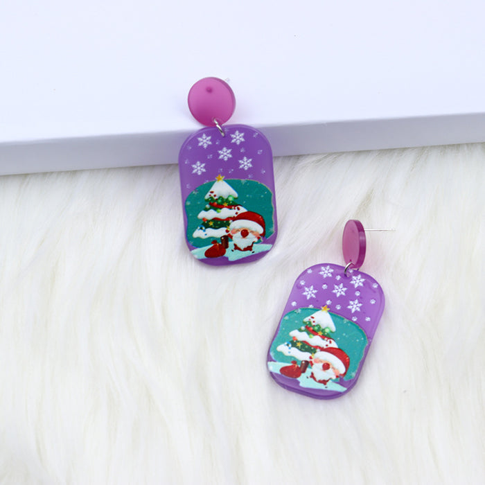 Wholesale Earrings Acrylic Colorful Christmas Tree Snowman JDC-ES-Duai048