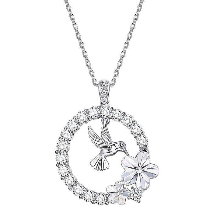 Wholesale jewelry design sense round hummingbird flower necklace MOQ≥2 JDC-NE-zhuyue009