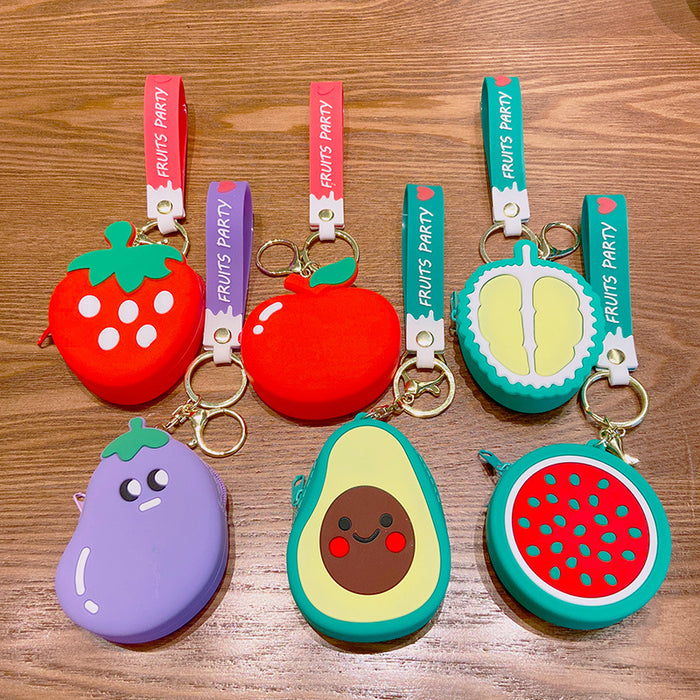 Wholesale Fruit Avocado Silicone Coin Purse Keychain JDC-KC-YDao015